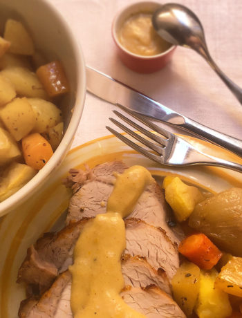 italian pork loin with apples - traditional recipe