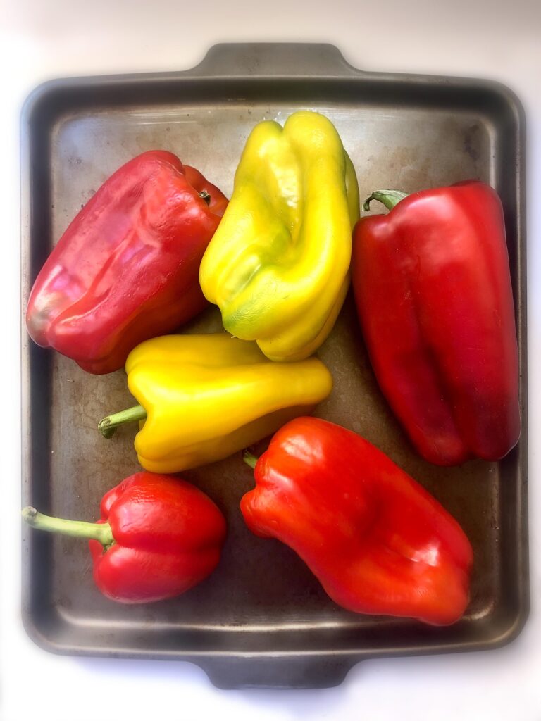 bell peppers on a oven tray