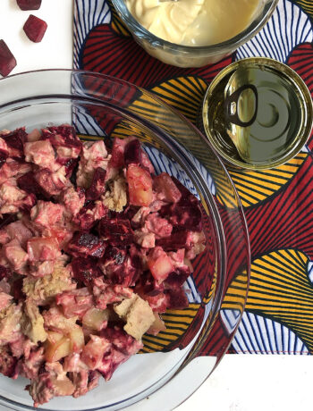 tuna salad in a bowl on a colored napkin Italian cooking tips