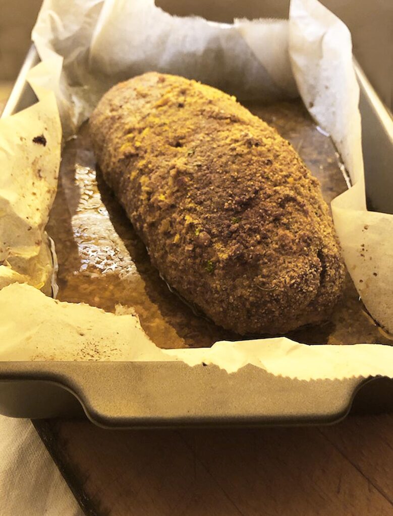 Italian meatloaf in a oven pan