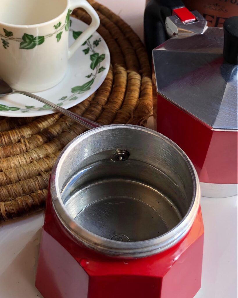 water into a moka coffee maker