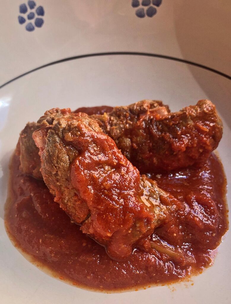 braciole meat rolls cooked in tomato sauce