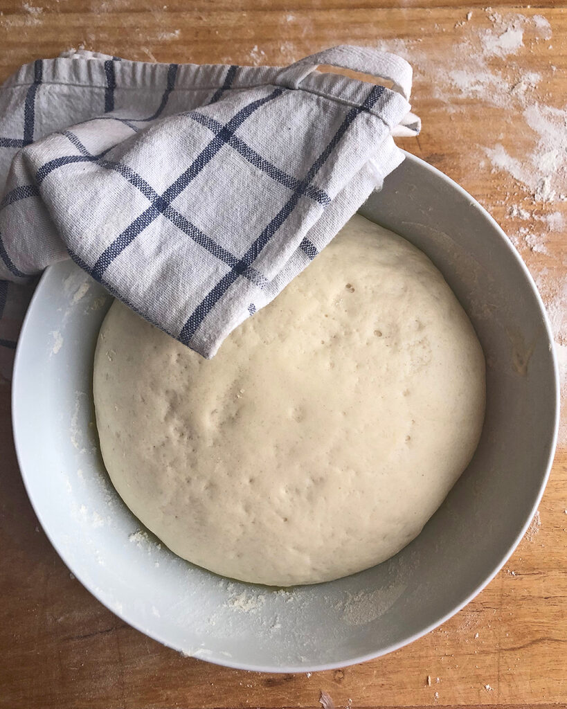 pizza dough is rising