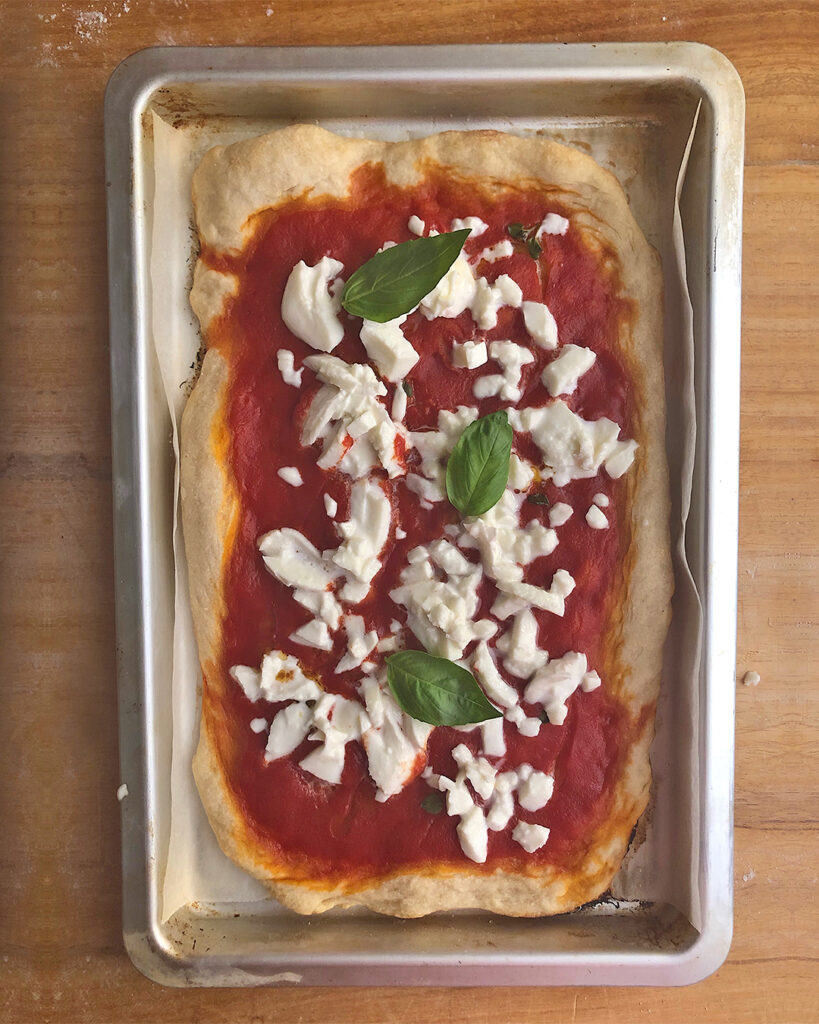 mozzarella on the pizza