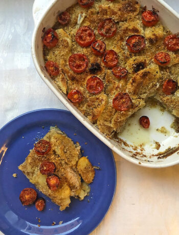 anchovy and potato pie ready to be served