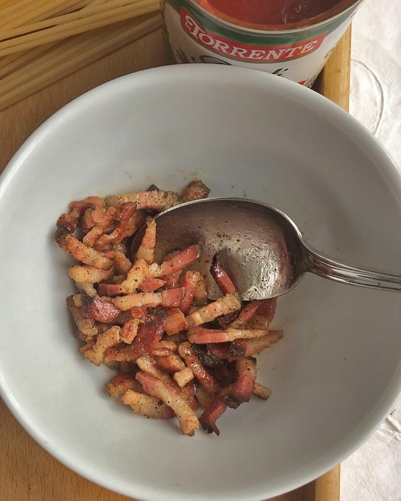 pork sticks cooked and saved into a bowl