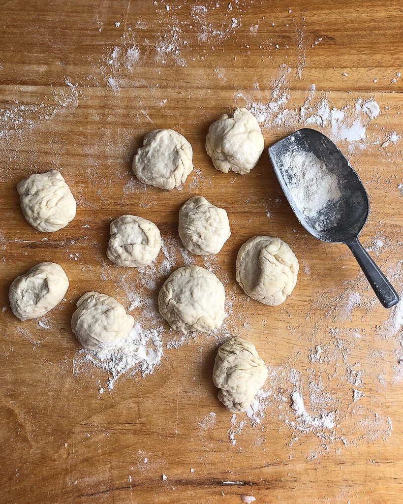 pizza dough cutted in little pieces