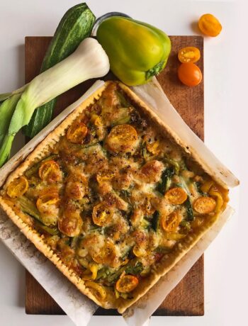 rustic vegetable tart just out of the oven