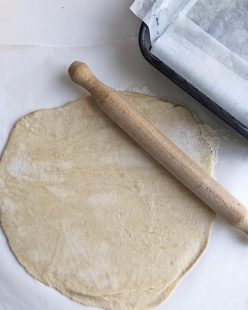 shortcrust pastry layered with a roller pin