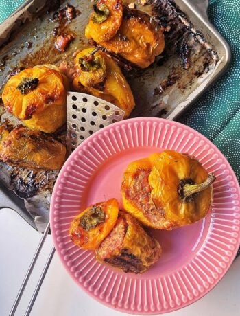 stuffed pepper served in a dish