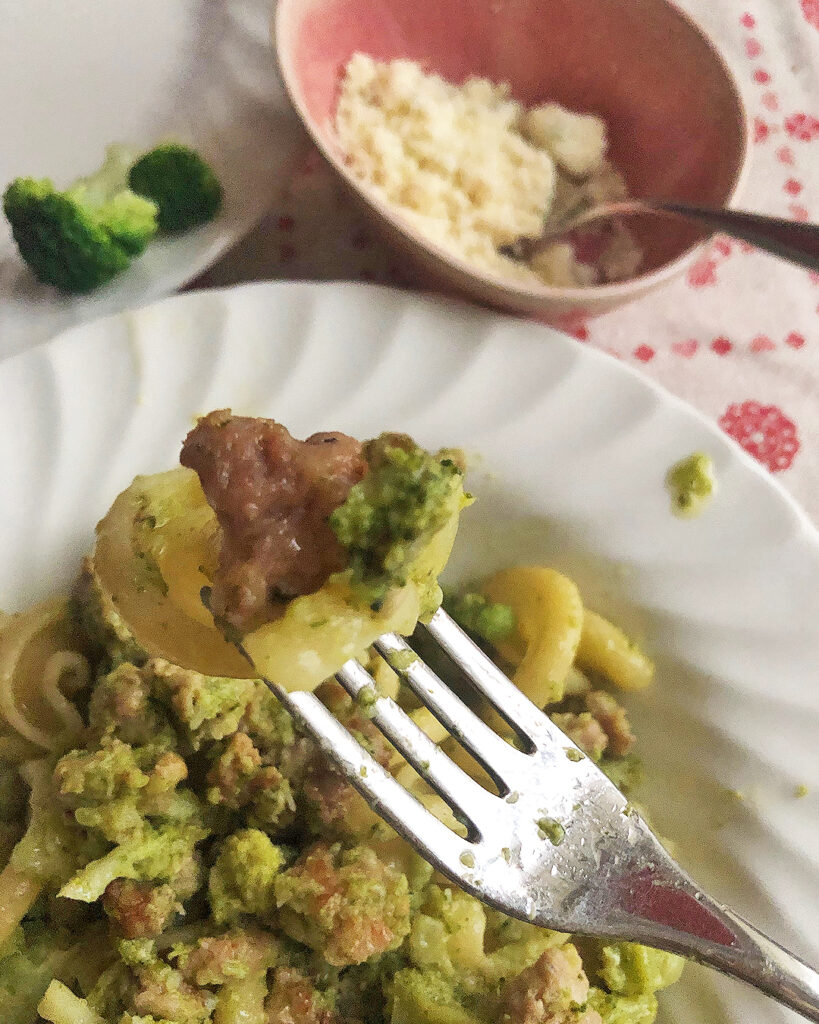 pasta with broccoli and salsiccia is ready