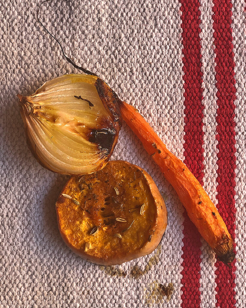 roasted carrot, onion and pumpkin