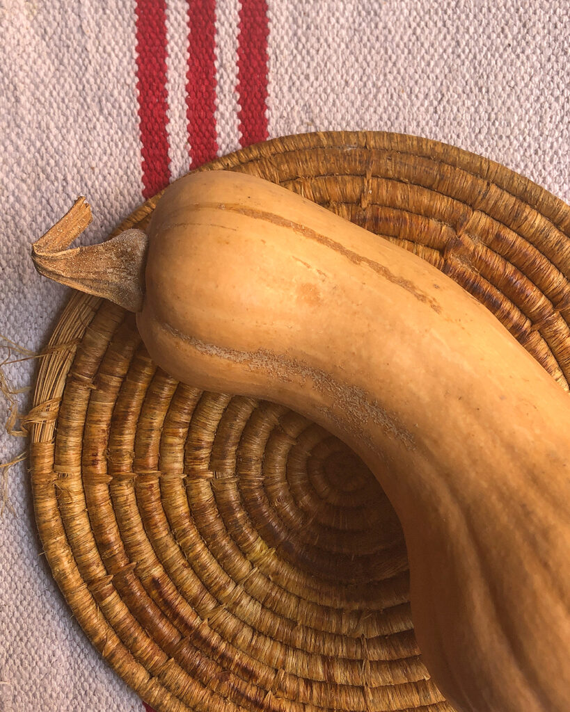 a butternut pumpkin ready to be cooked
