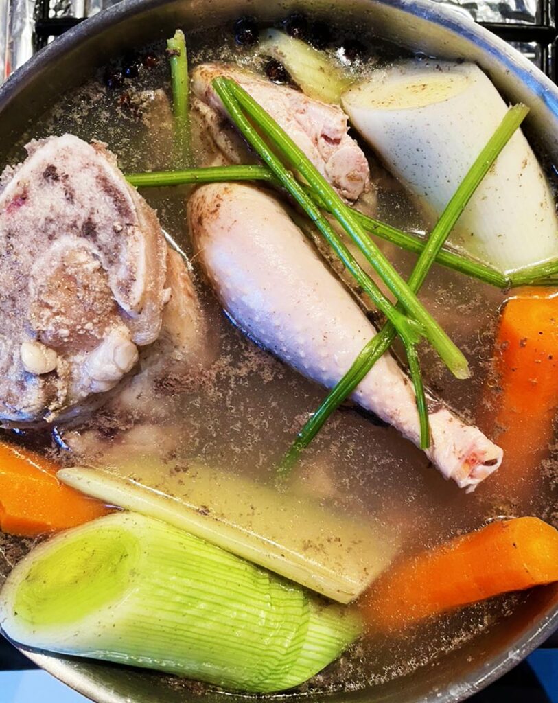 the stock is cooking