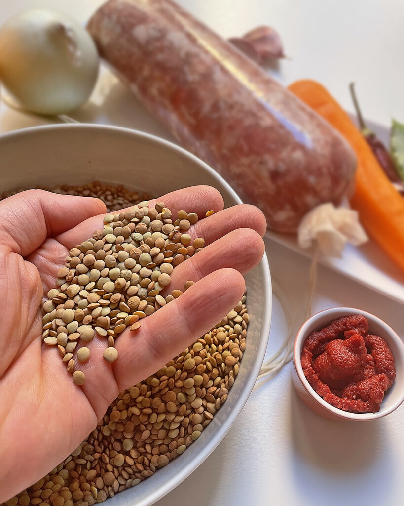 dried lentils on my hand before to be cooked