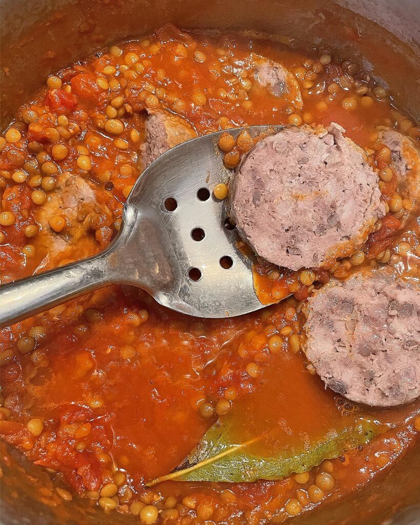 cotechino added to the sauce