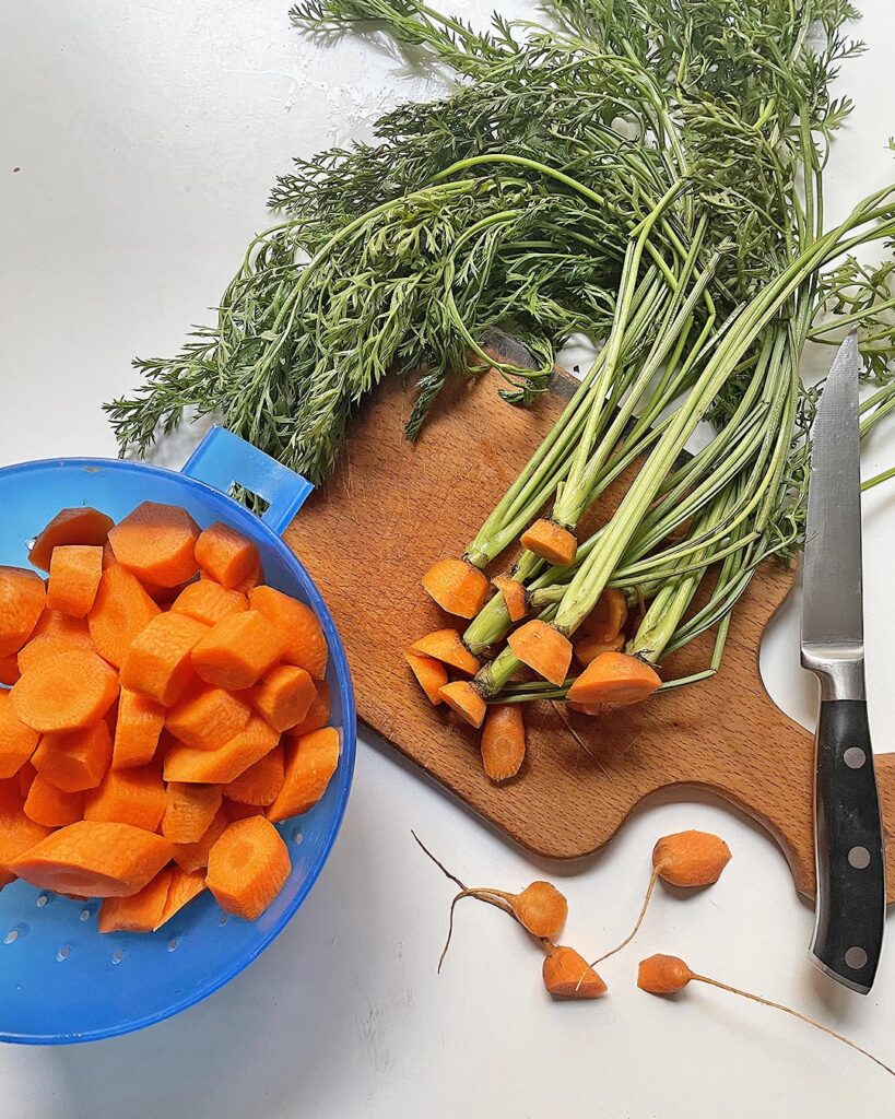 fresh carrots cutted