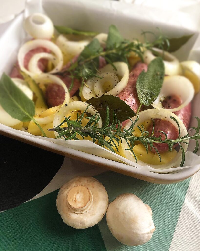 vegetables into the boaking pan