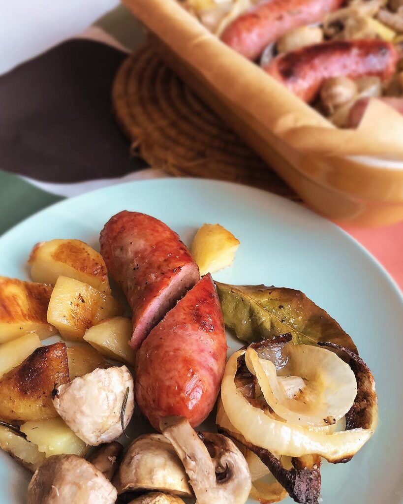 roasted italian sausage on a dish