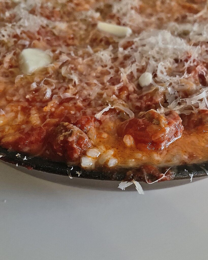 close up of baked rice pie