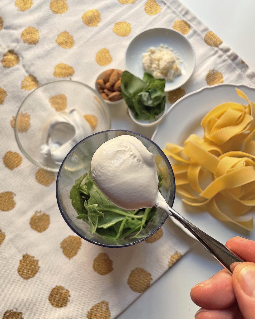 double cream added to pesto