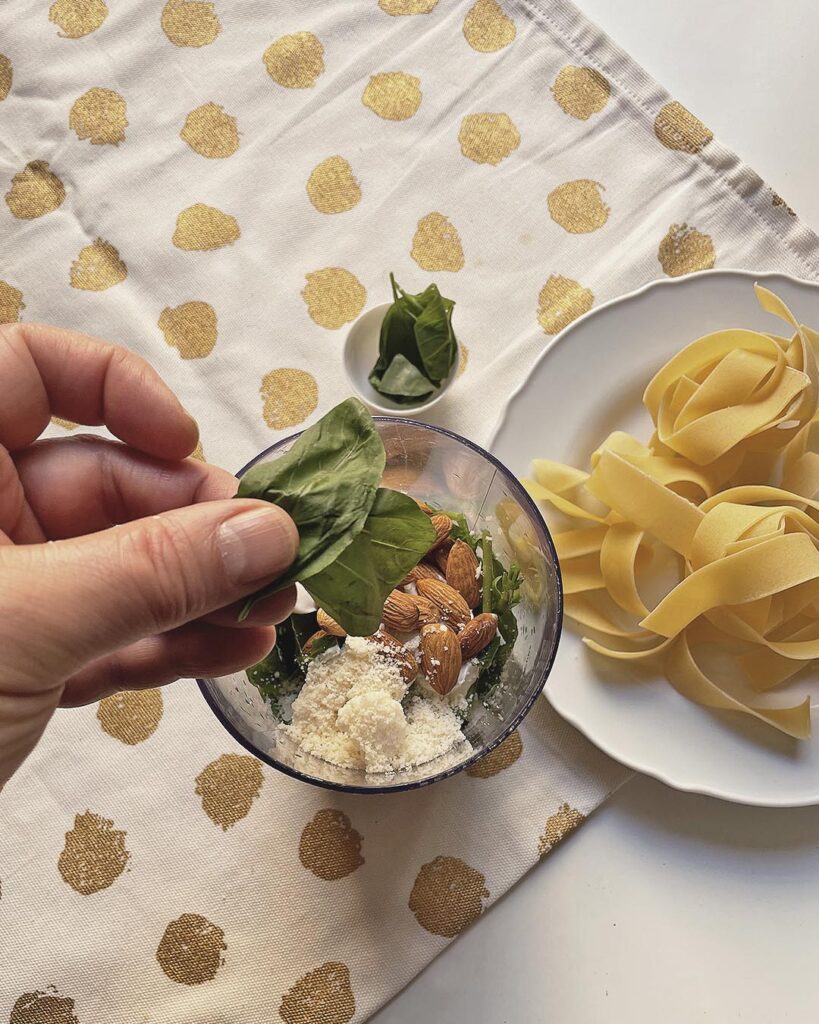 basil added to pesto