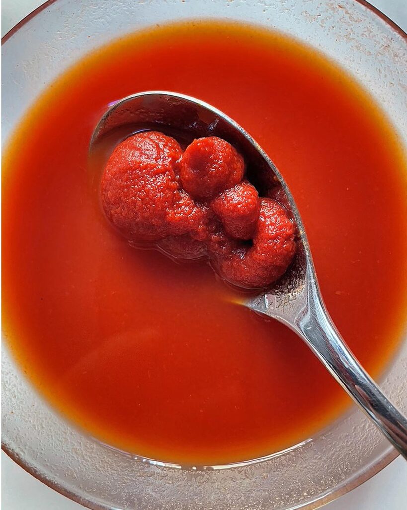 tomato paste dilute in a bit of water