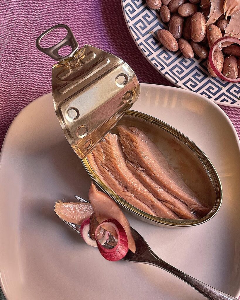tuna can opened on a dish